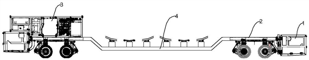 Explosion-proof trackless rubber-tyred vehicle with inverted arch block stable supporting function