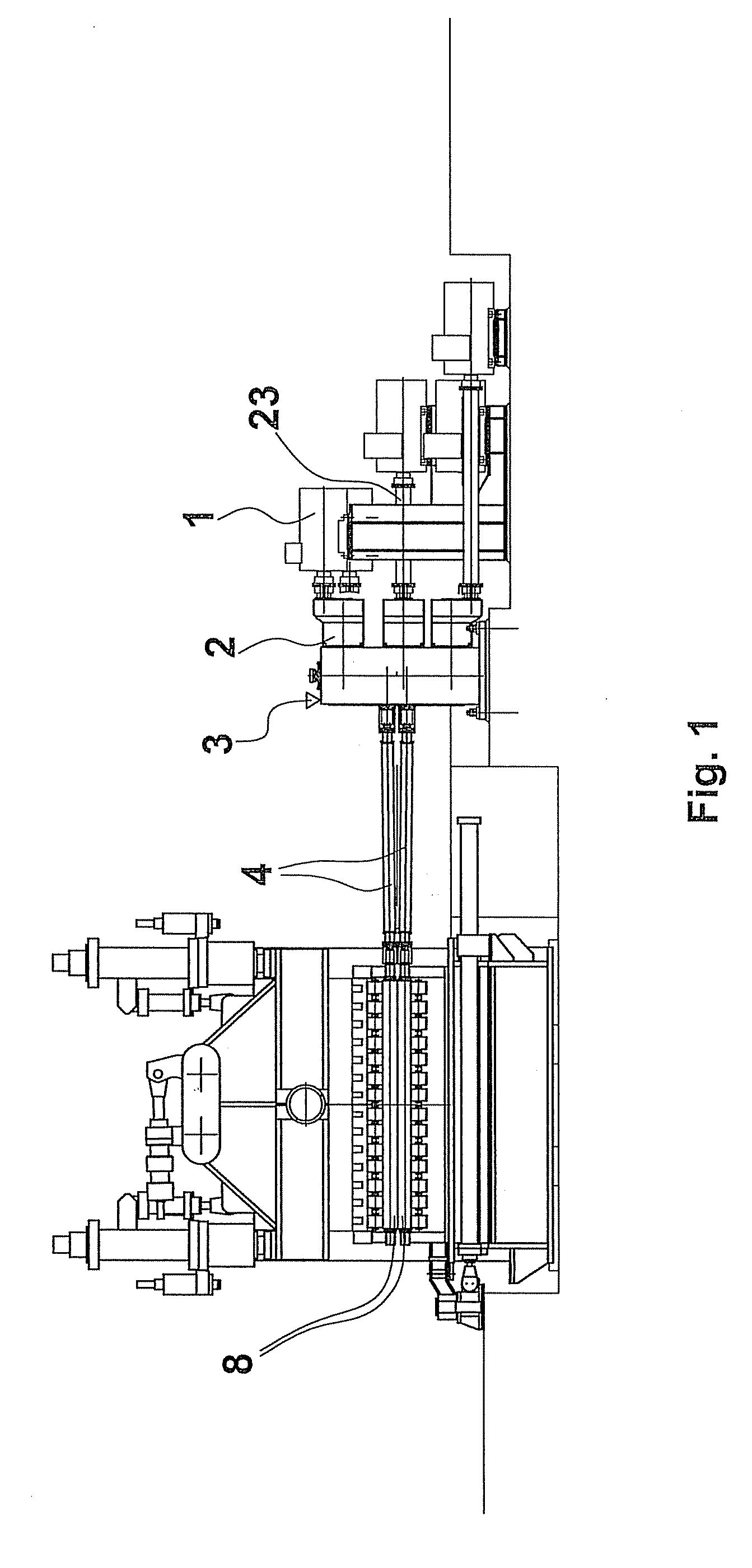 Roller actuating device for machines used for processing metal products