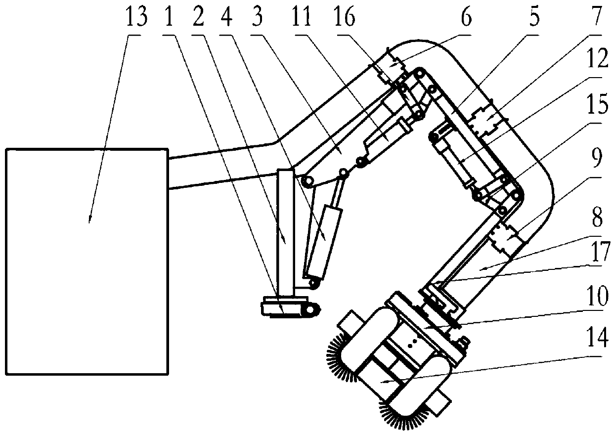 Railway sewage suction truck side suction working device and operation method thereof