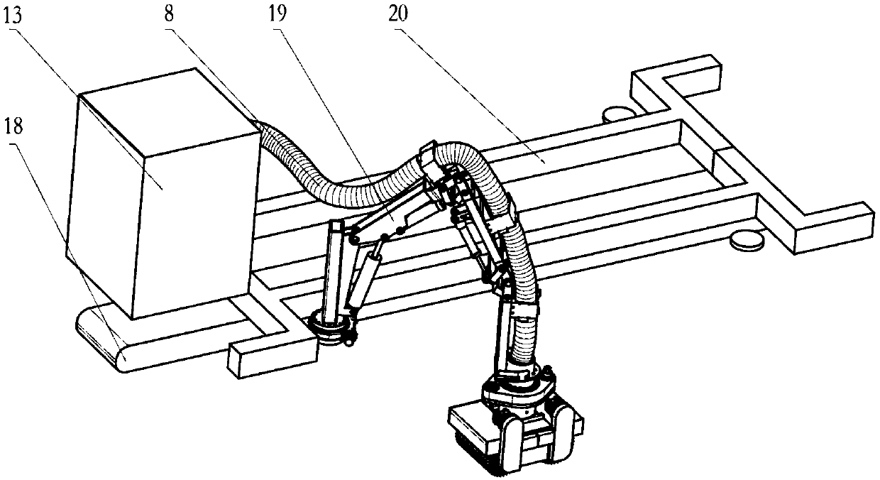 Railway sewage suction truck side suction working device and operation method thereof