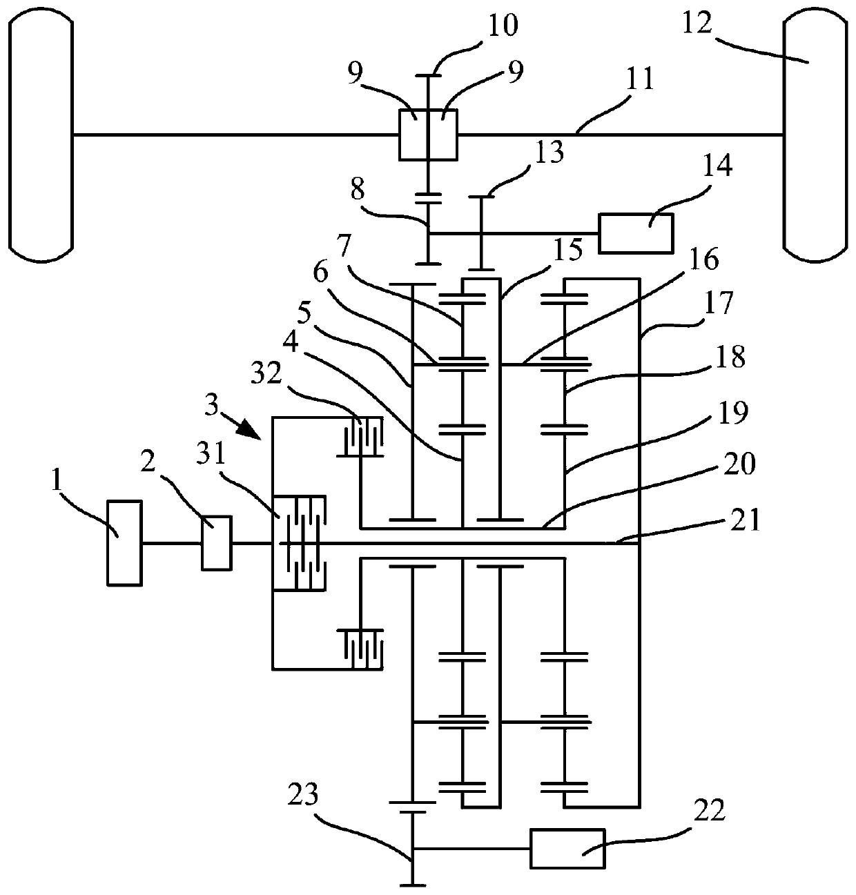 An integrated dual-motor and dual-row planetary gear hybrid system and control method