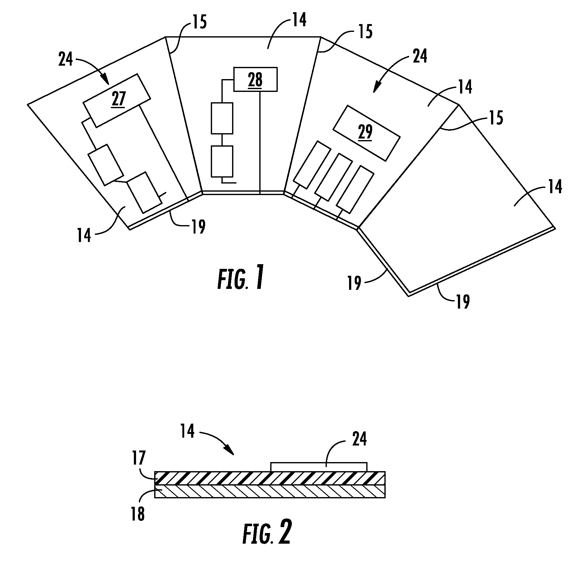 Horn antenna including integrated electronics and associated method