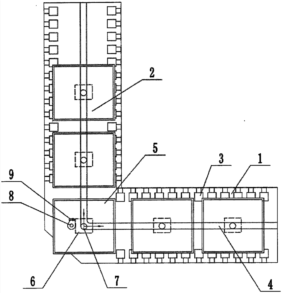 Intermittent corner conveying device of casting production line