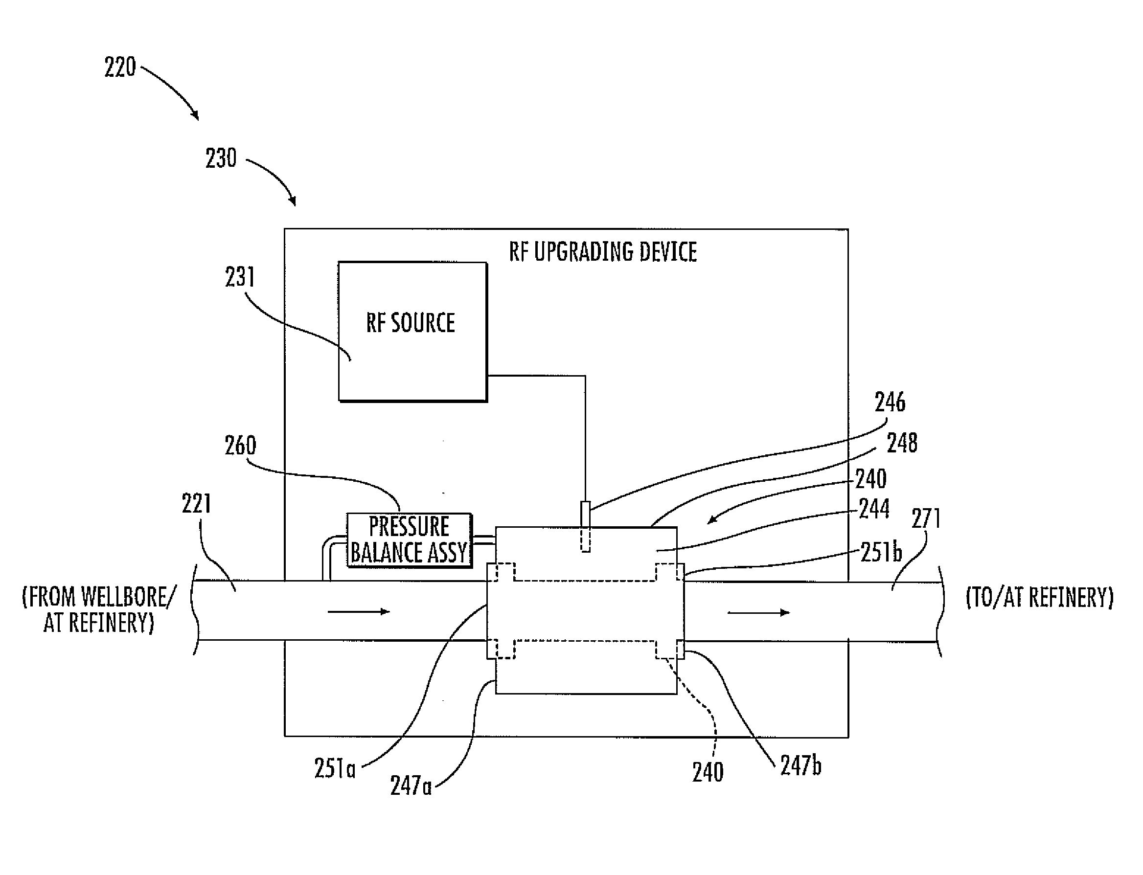 Radio frequency hydrocarbon resource upgrading apparatus including parallel paths and related methods