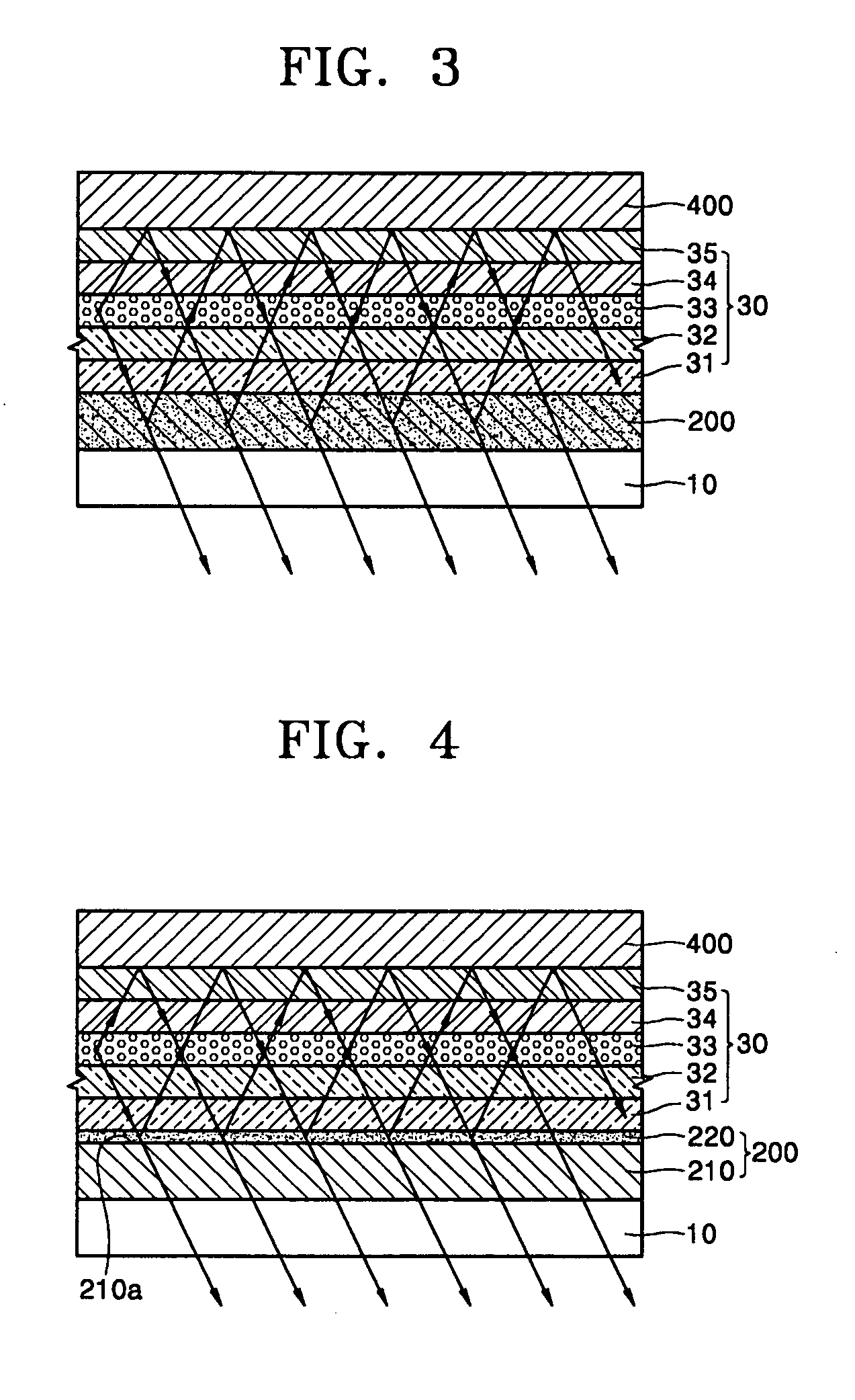 Bottom emission type electroluminescent display with partially reflecting electrodes