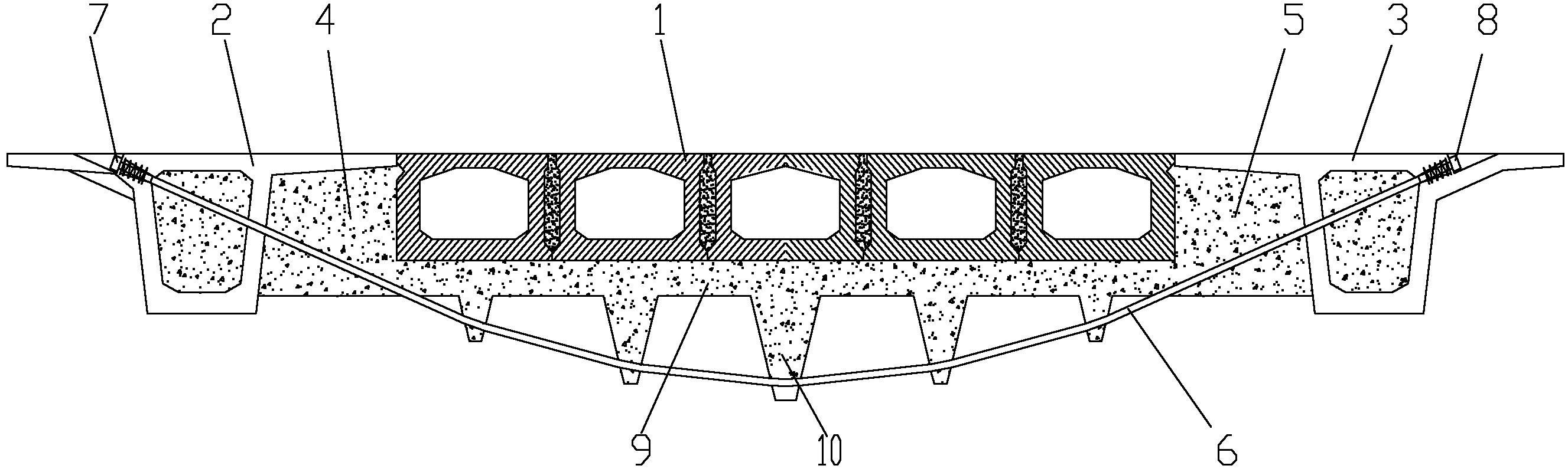 Pre-stressing reinforced and widened bridge structure