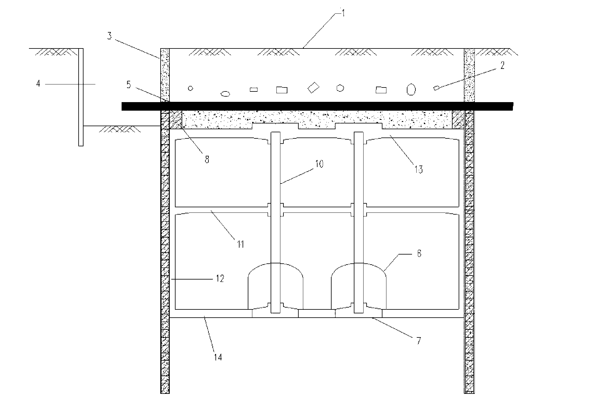 Shed-frame method for shallowly burying large-sized underground structure construction