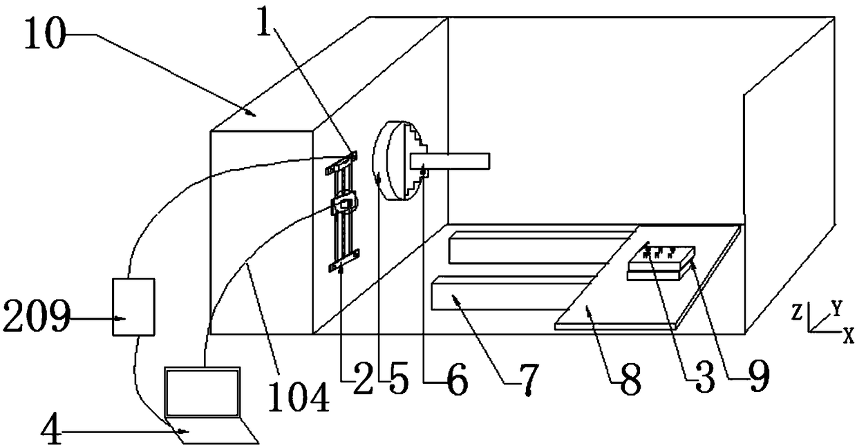 Tool abrasion visual examination device and method for numerical control turning machining