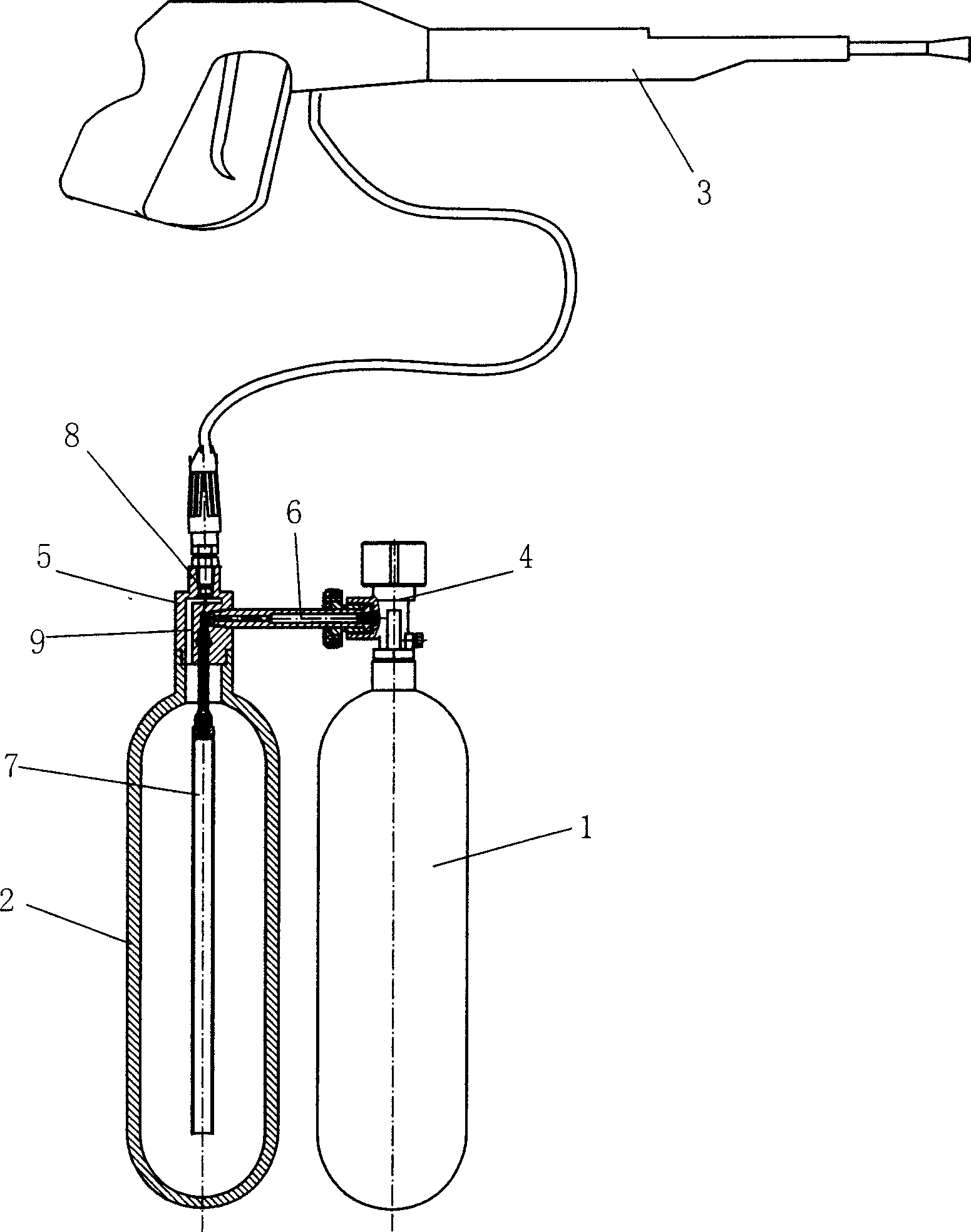 Two-bottle anti-riot smoke disperser and its powder filling method
