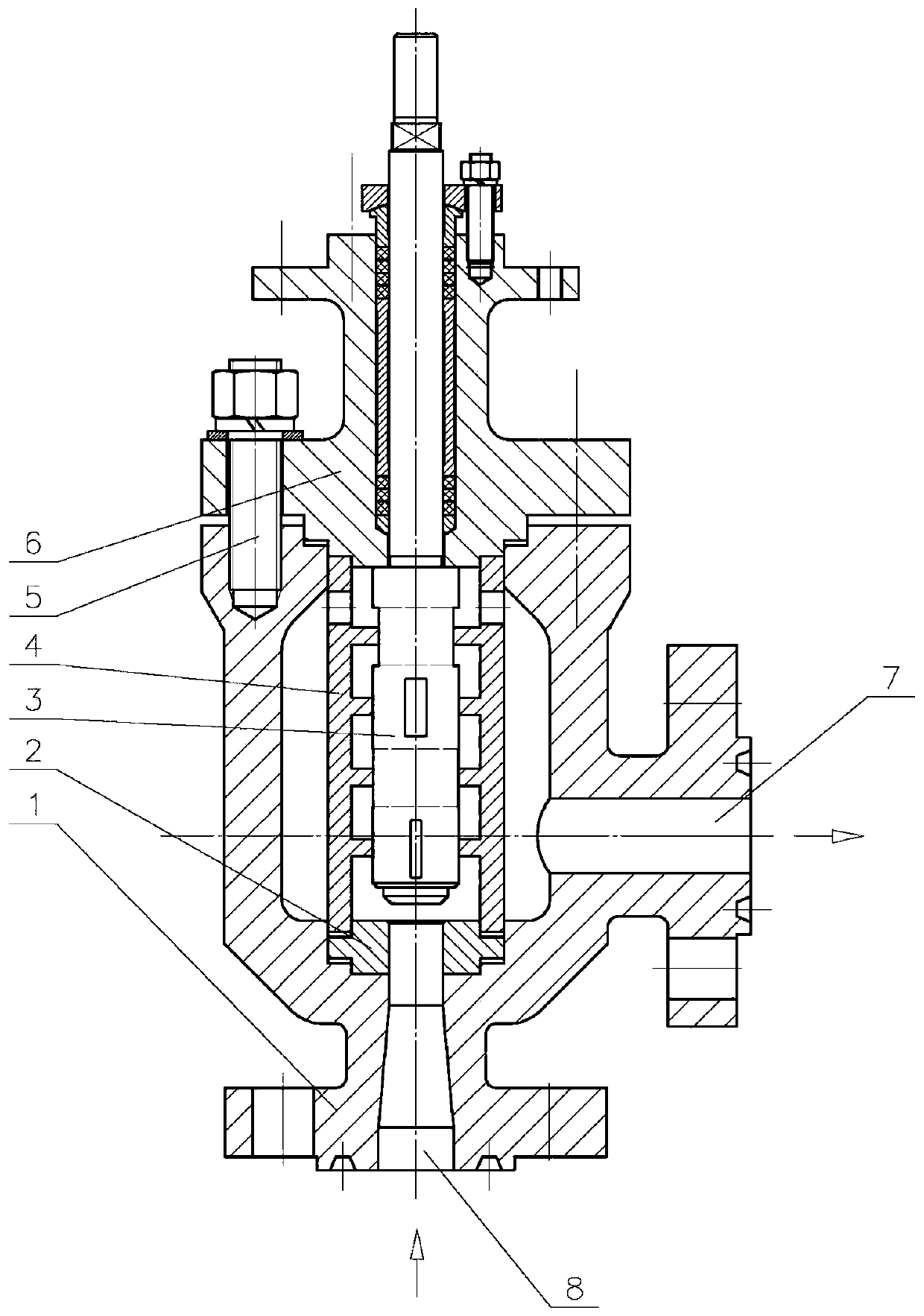 A grooved series multi-stage pressure reducing regulating valve