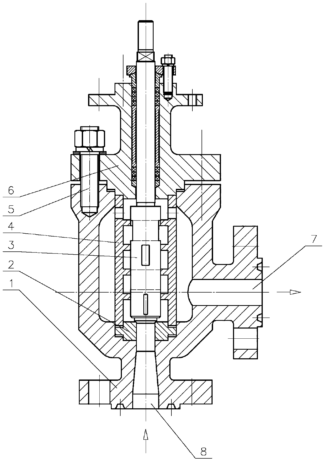 A grooved series multi-stage pressure reducing regulating valve