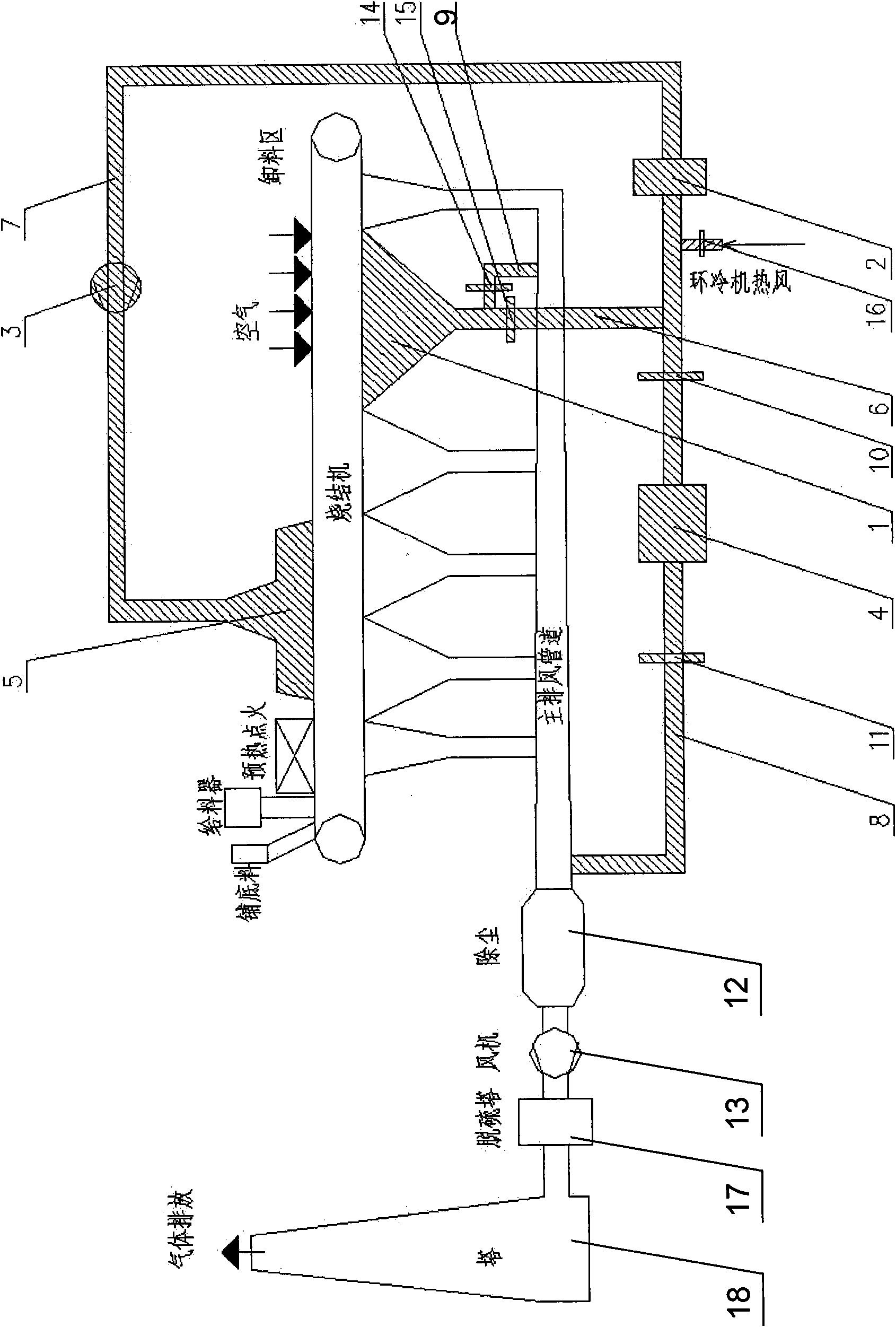 Low energy consumption sintering flue gas dioxin emission-reducing system and method thereof
