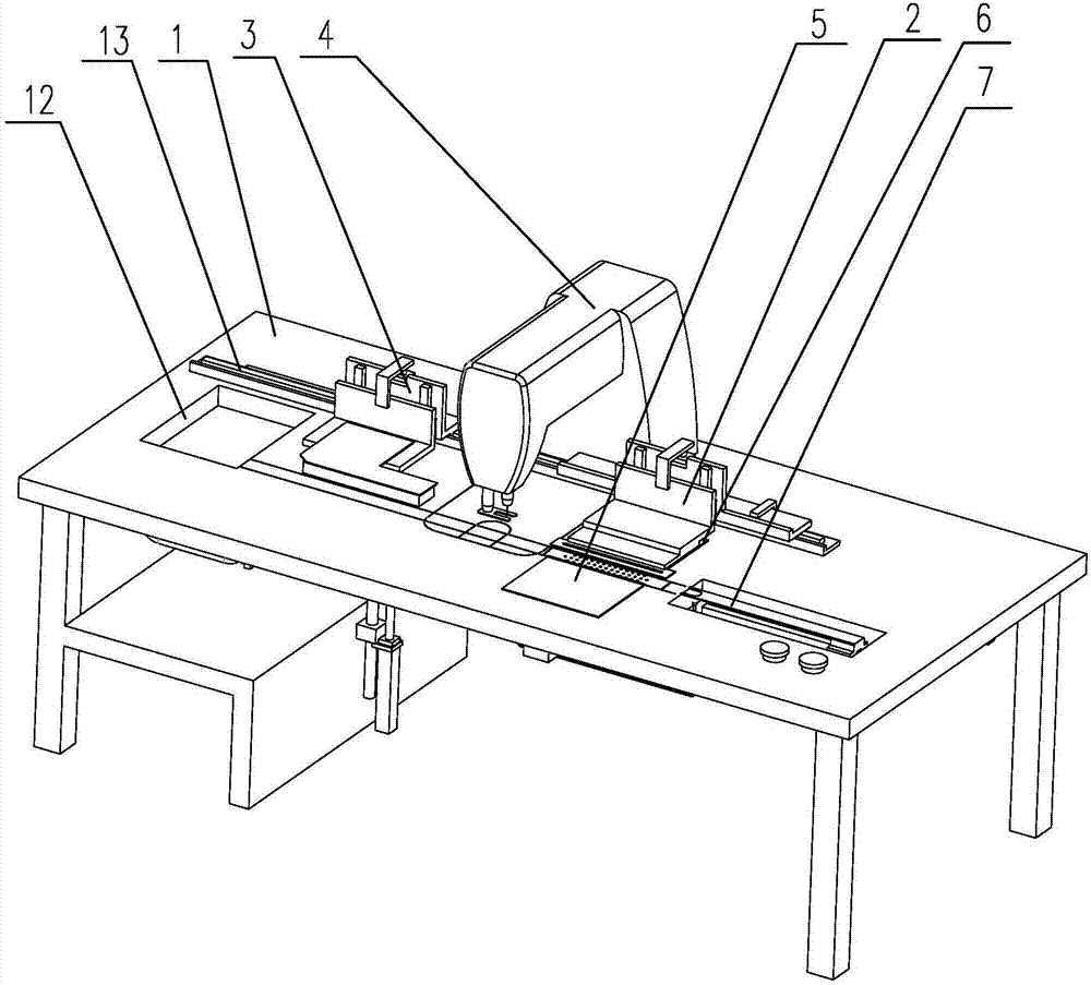Cloth material folding, sewing and ironing device