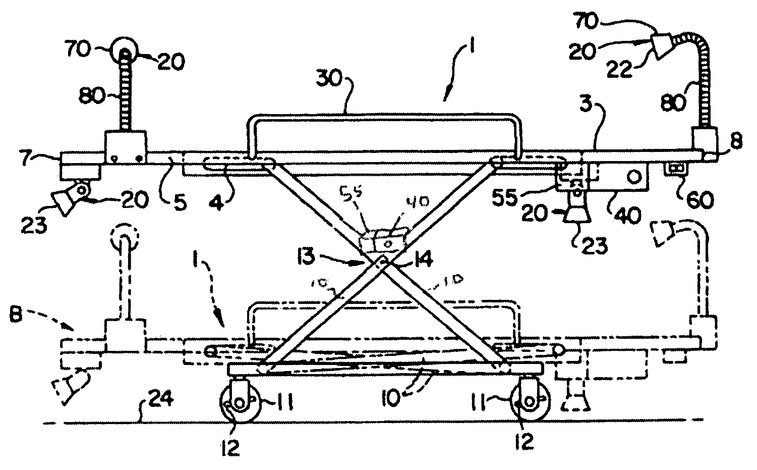 Medical transport safety apparatus with lighting system