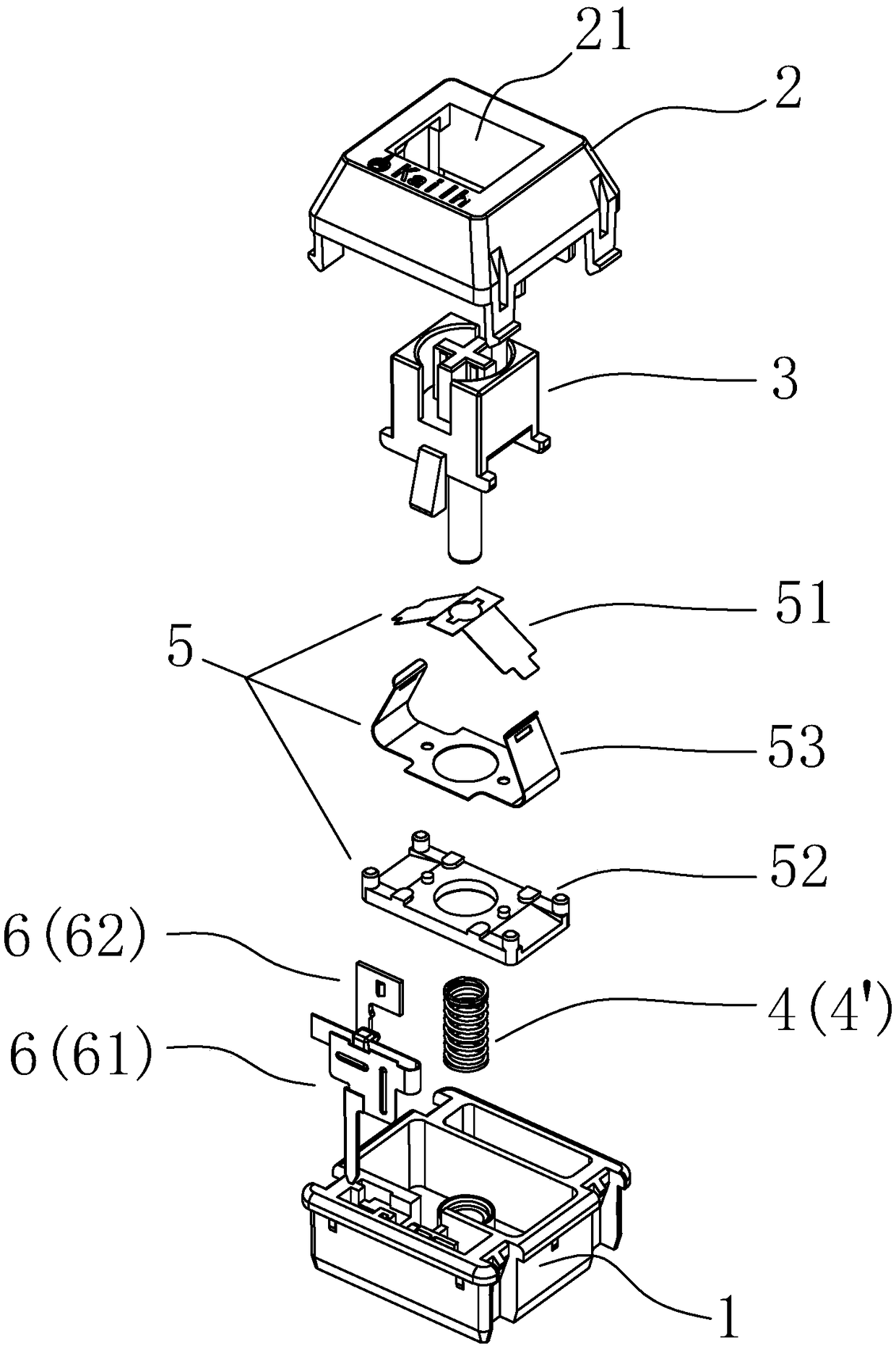 Key switch with press sound making function