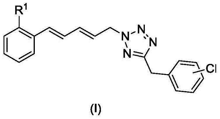 Diene tetrazole halobenzene series compound and preparation method and applications thereof