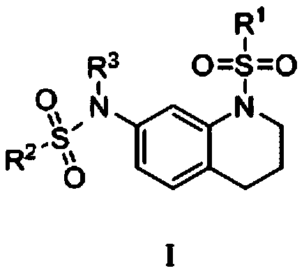 Sulfonamide compound with tetrahydroquinoline as core and preparation method and application of sulfonamide compound