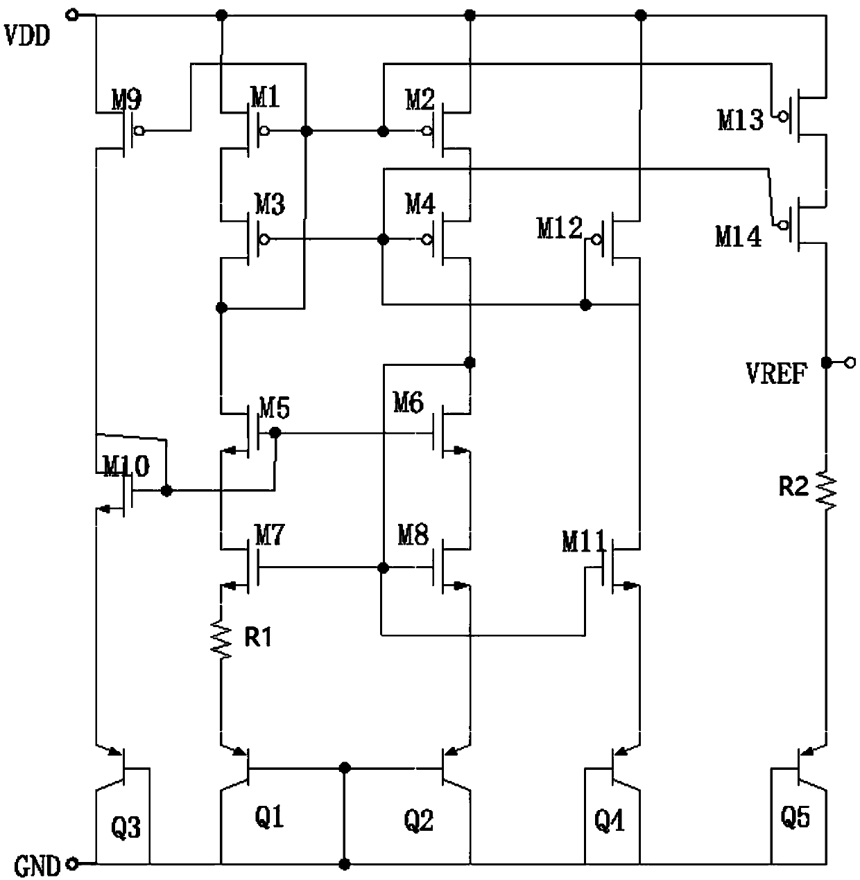 Band-gap reference voltage source capable of improving upper limit of power supply voltage fluctuation