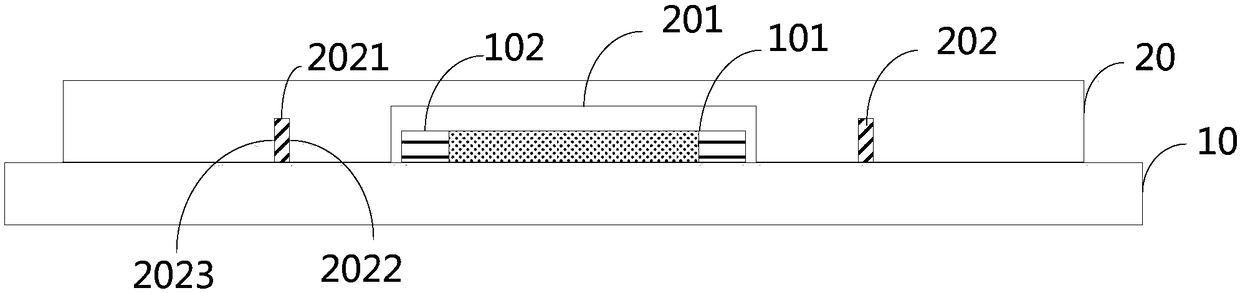 A packaging structure of an OLED device and a display panel