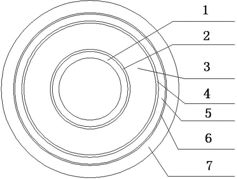 Flexible type radio-frequency coaxial cable of smooth aluminum tube external conductor and production method thereof