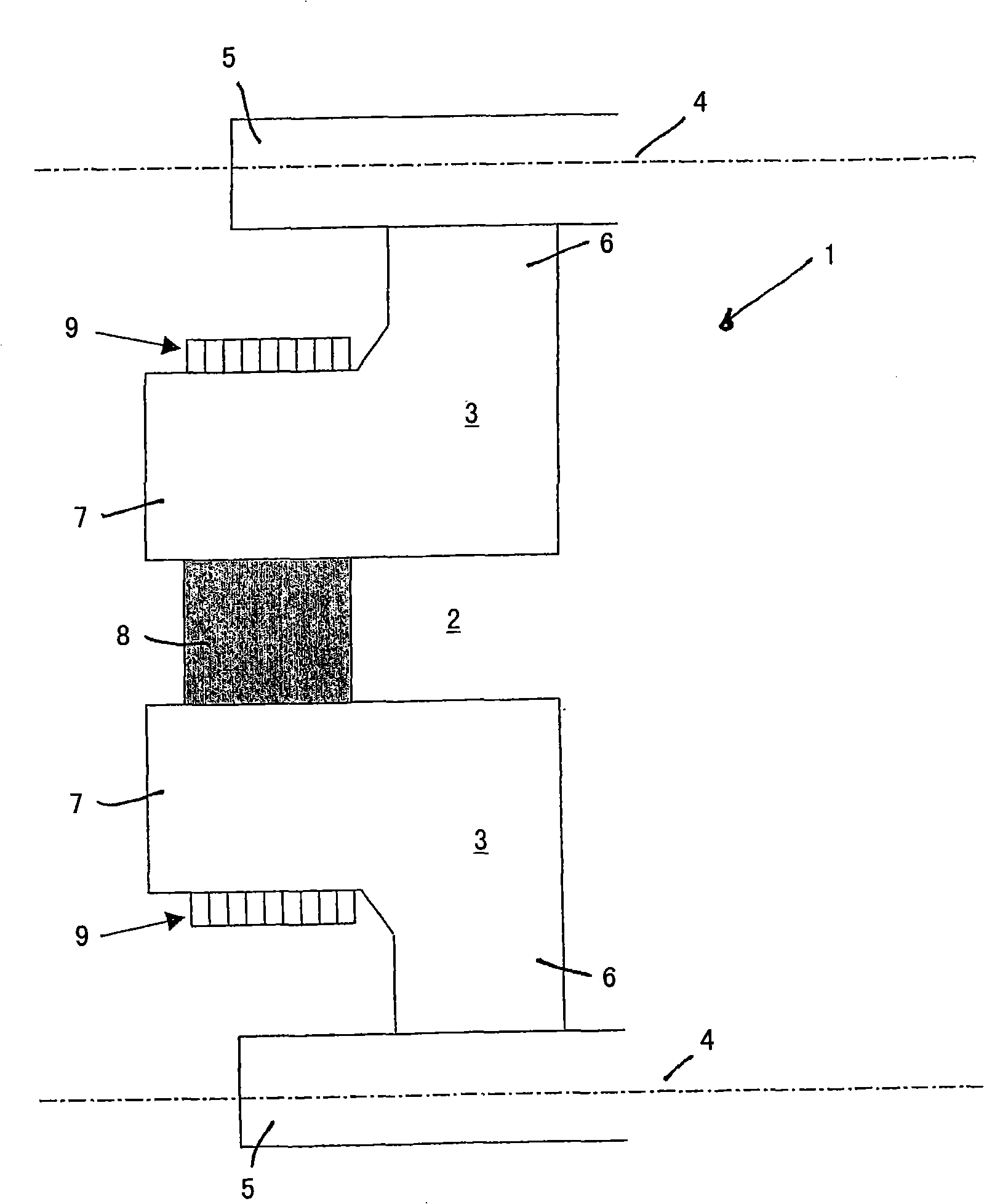 Device for the ultrasound testing of hot rolling material