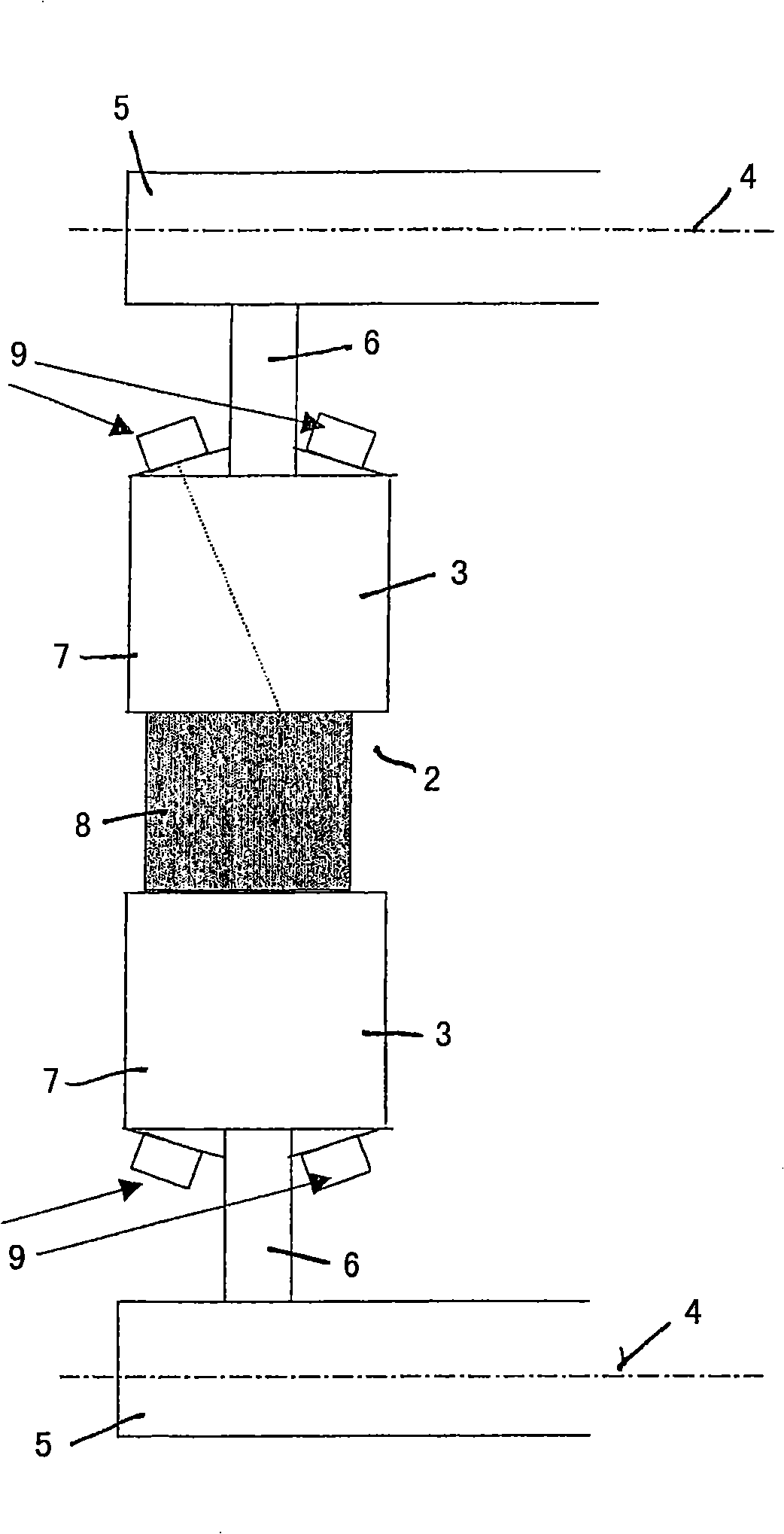 Device for the ultrasound testing of hot rolling material