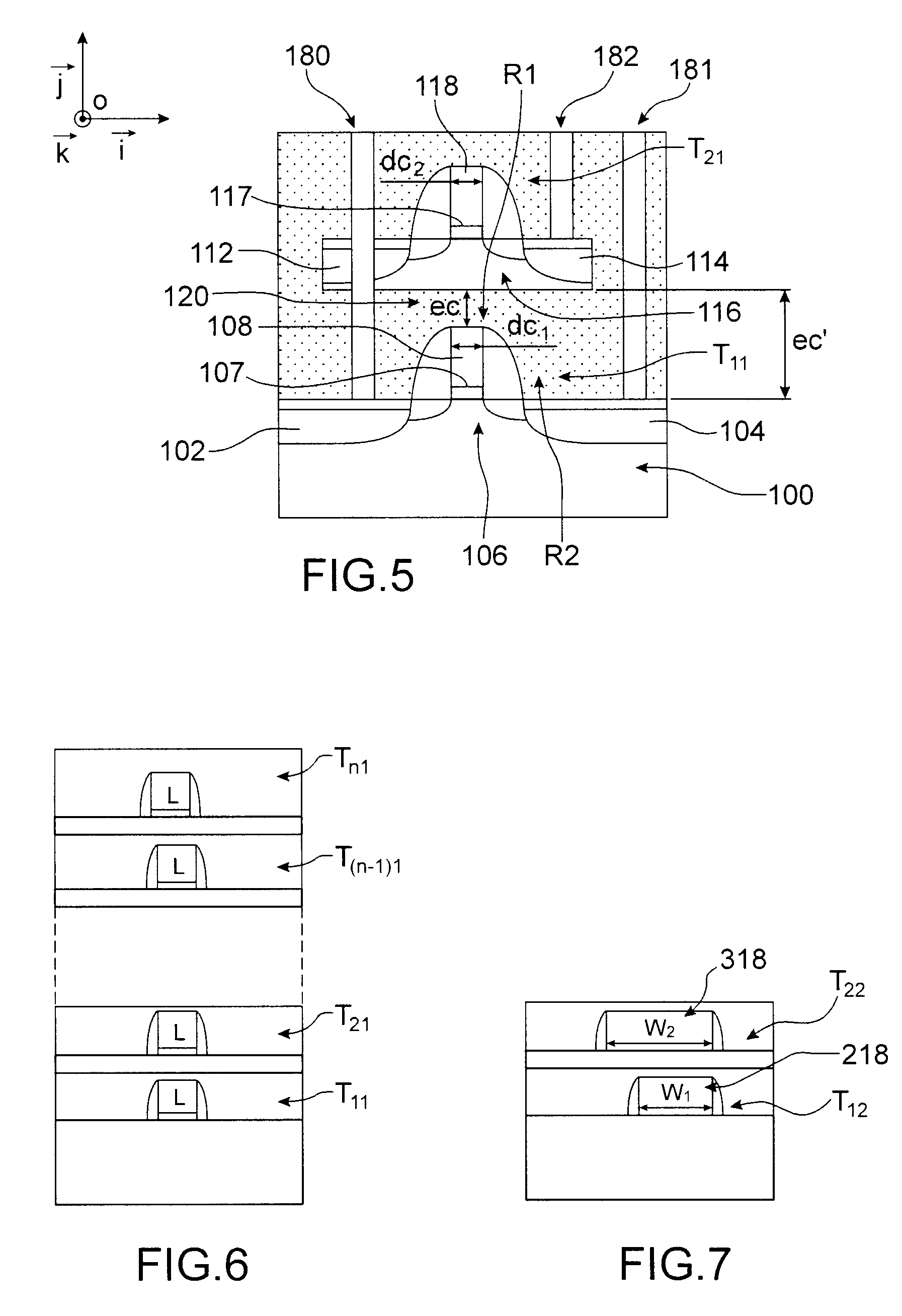 Circuit with transistors integrated in three dimensions and having a dynamically adjustable threshold voltage VT