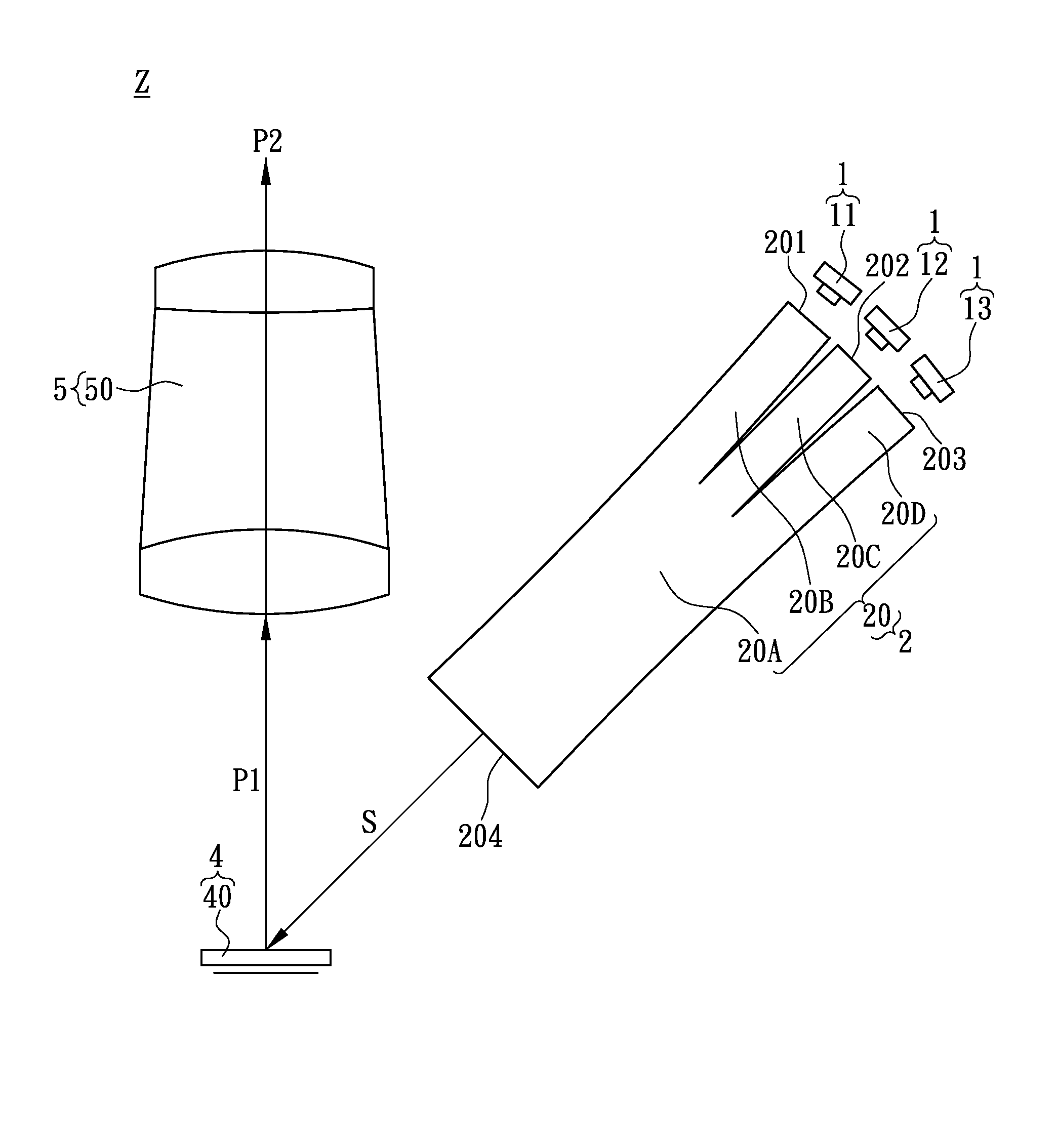 Projection device for increasing light-transmitting efficiency