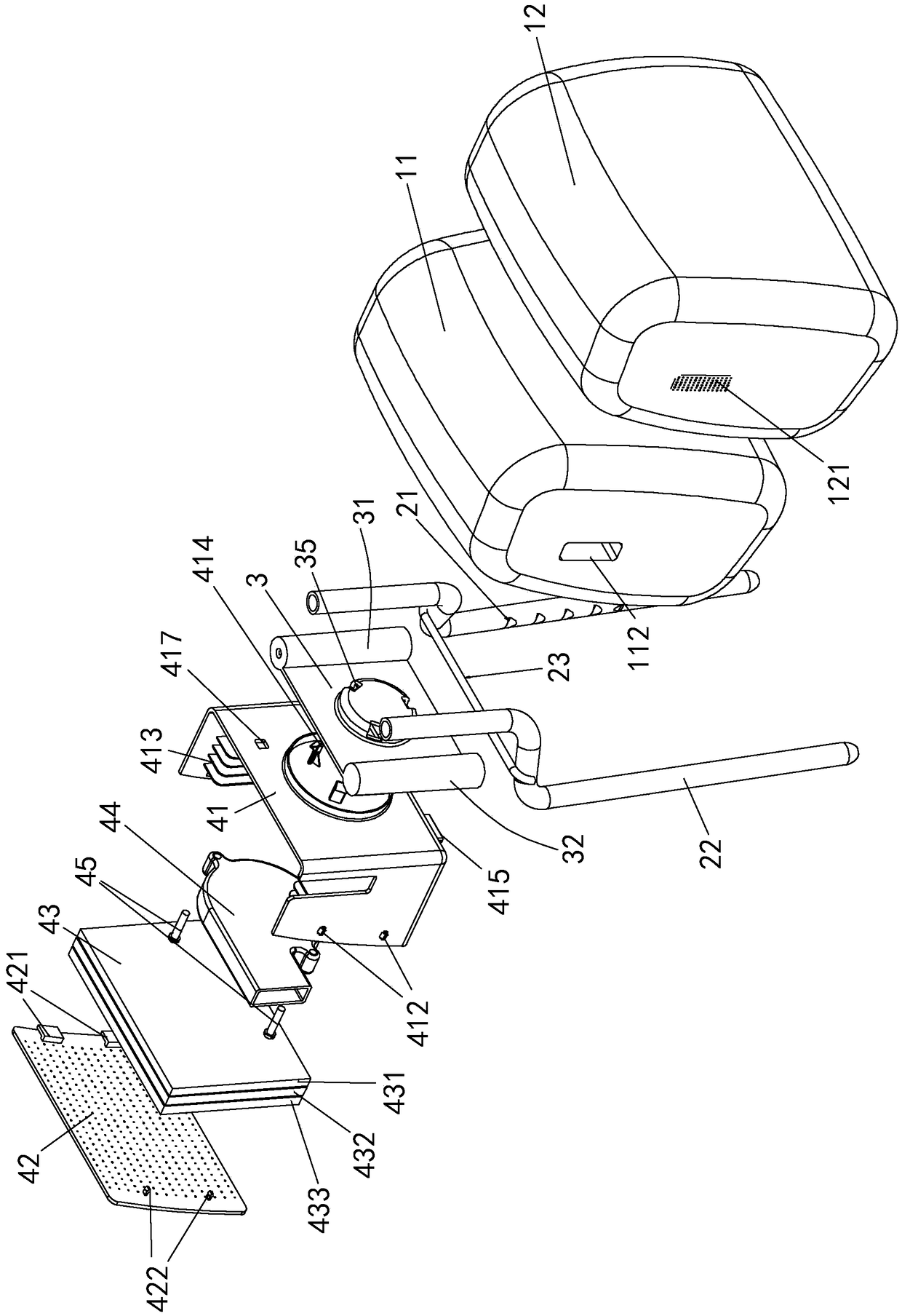 Integrated automotive seat headrest with air purification function