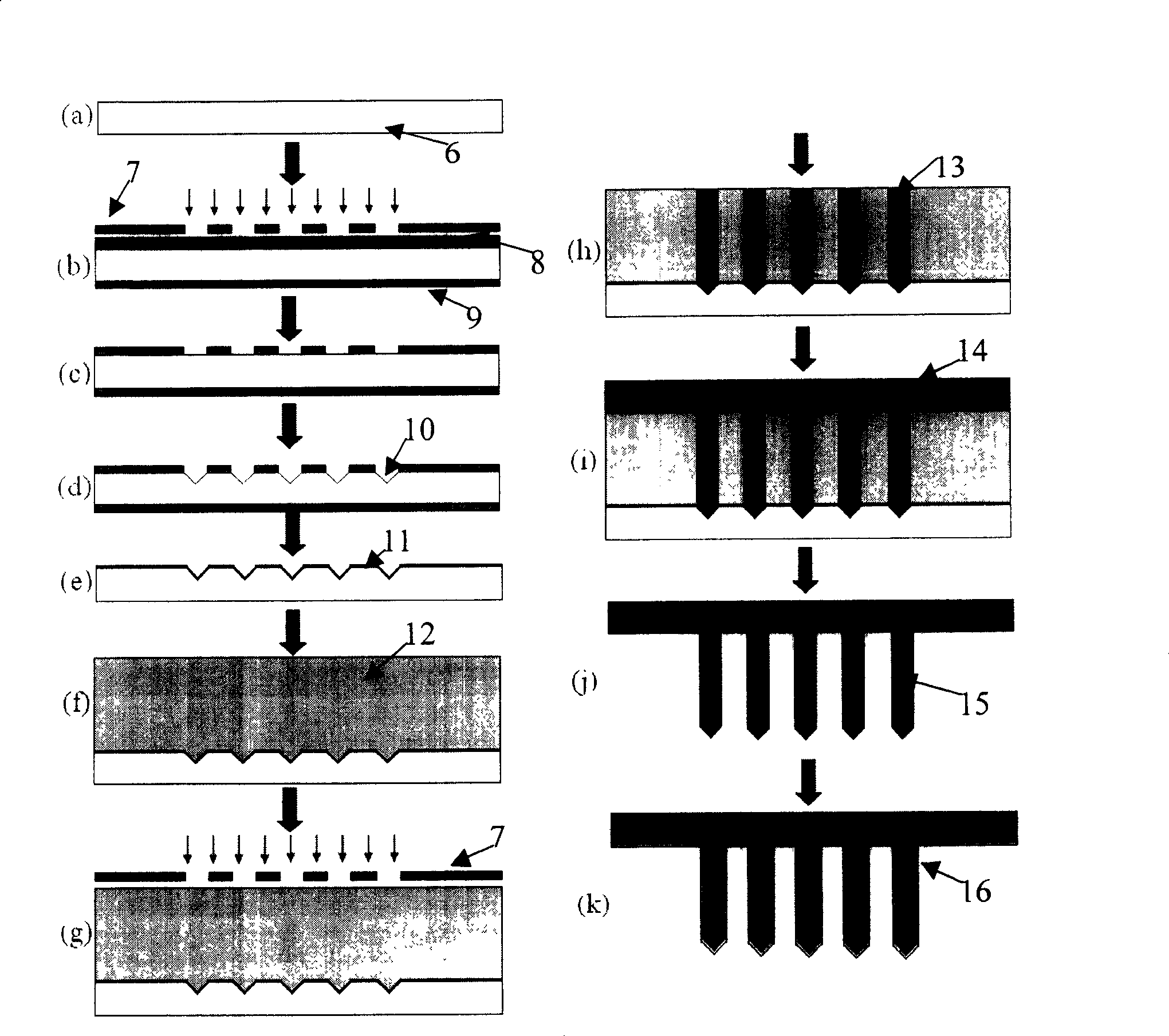 Miniature needle array for medicine transmission and making process thereof