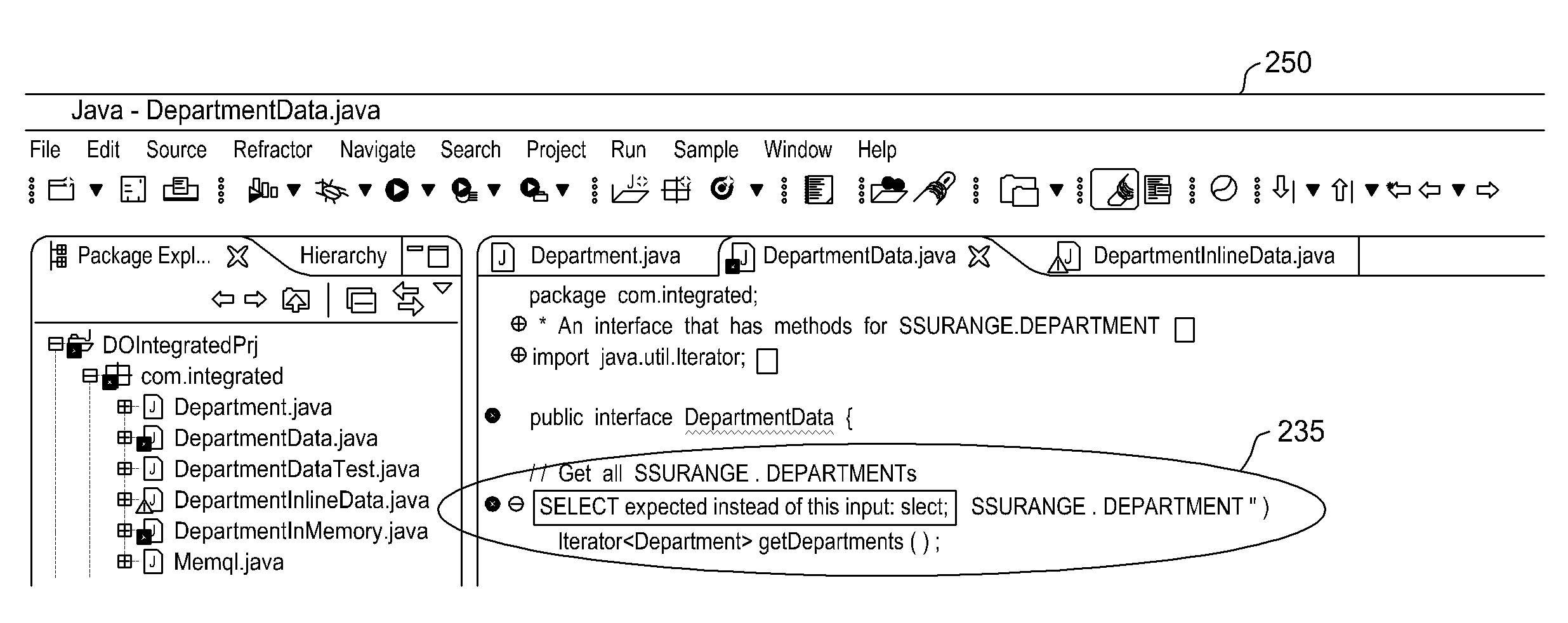Detecting and displaying errors in database statements within integrated development environment tool
