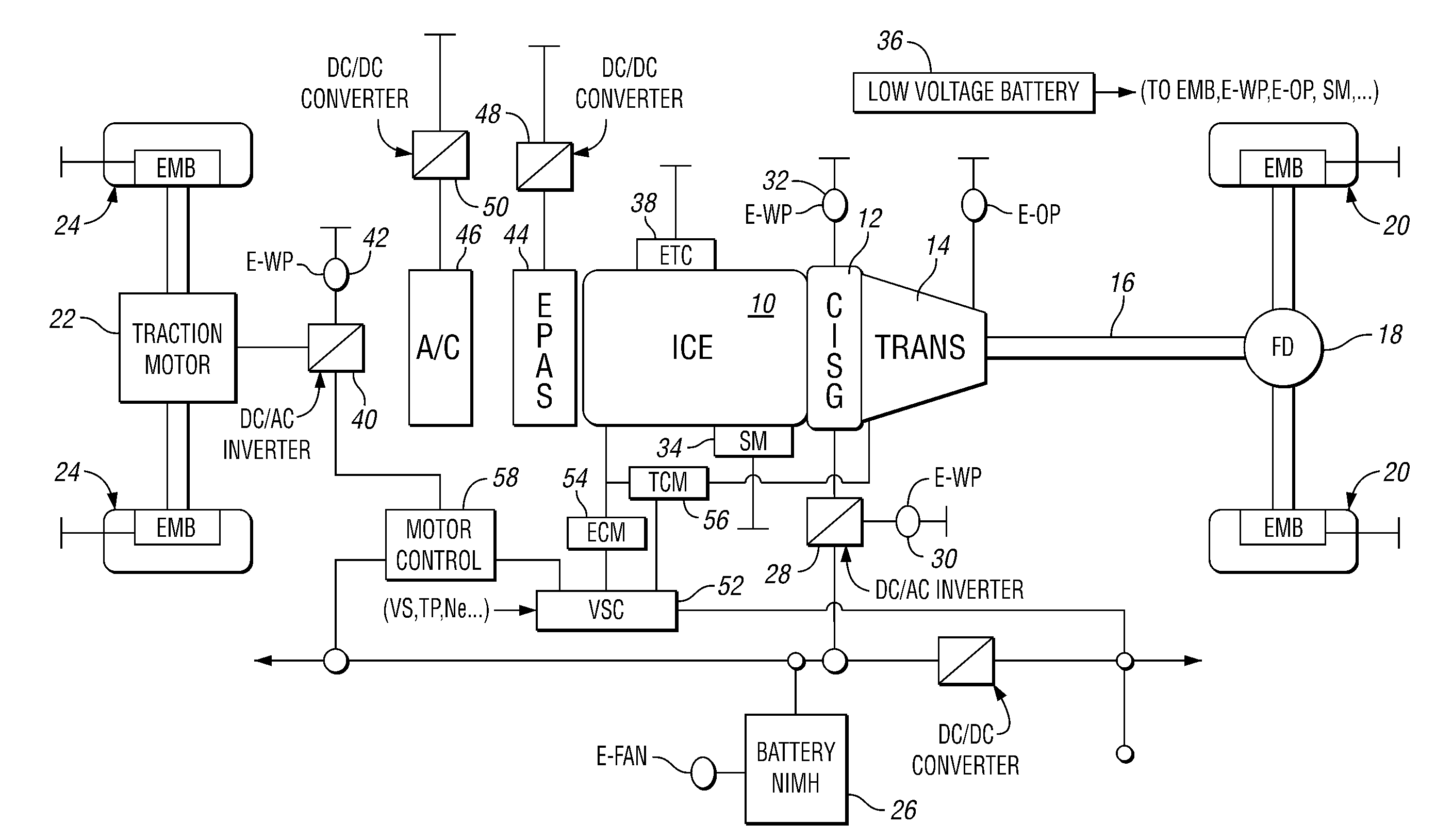Power-on downshift control for a hybrid electric vehicle powertrain