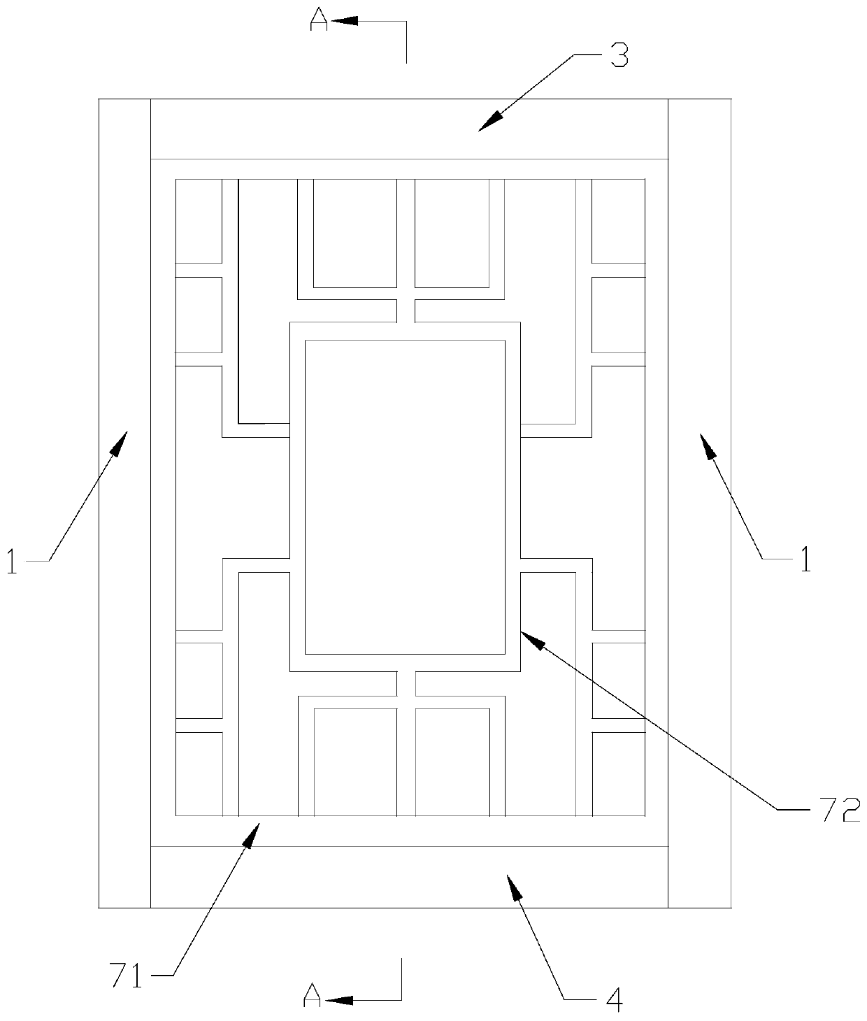 Antique partition door with core decoration capable of being replaced