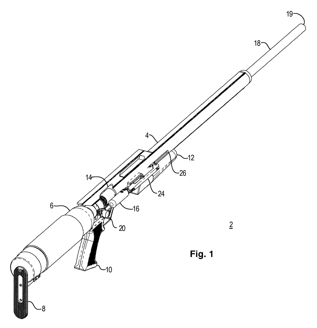 Compressed gas gun with improved operating mechanism