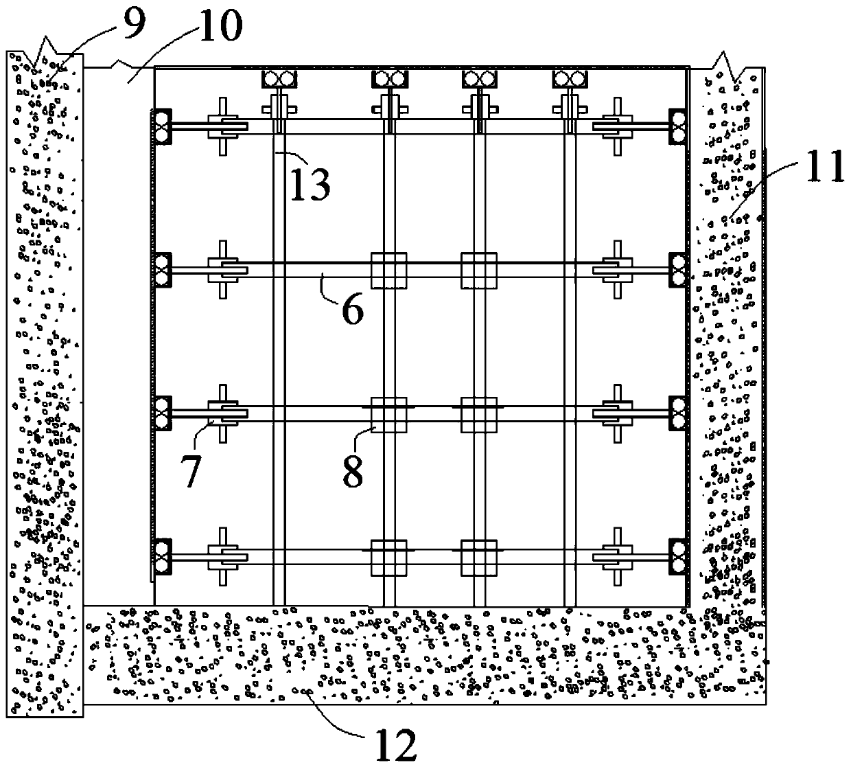 Internal supporting and reinforcing method for large-scale underground comprehensive pipe gallery wall plate without external mold