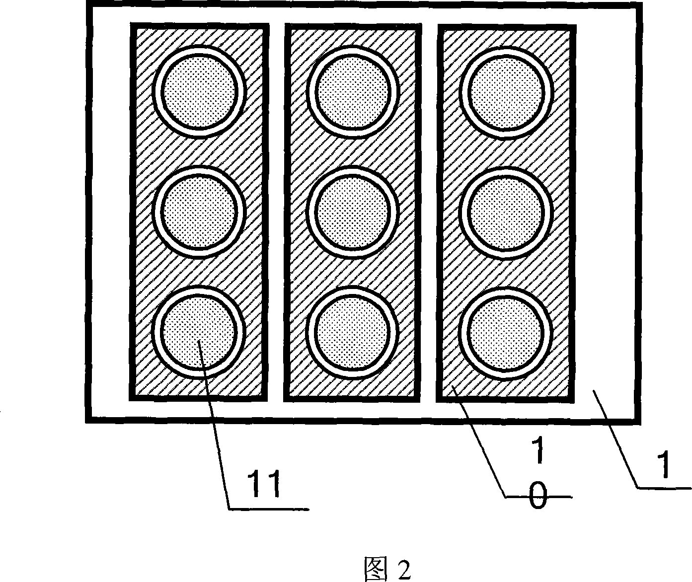 Planar display device with reversed arced lower-grid controlled multi-sided cathode structure and its production