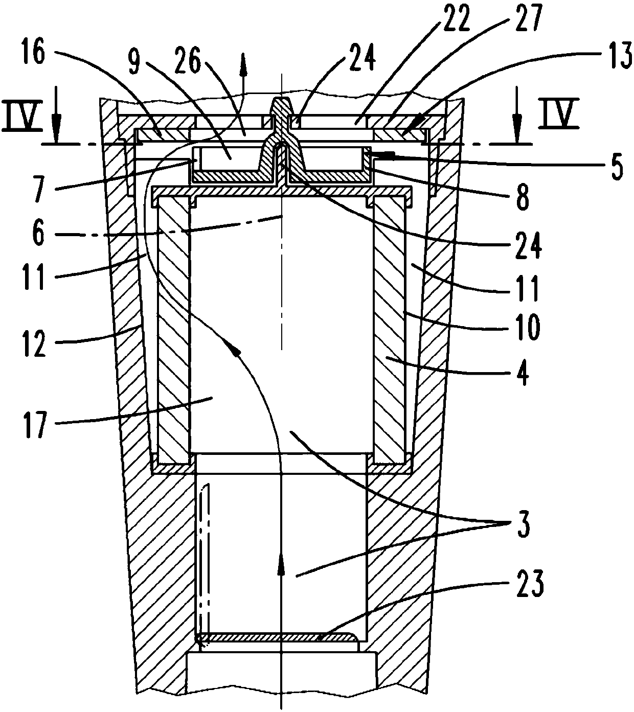 Dust collector having filter element