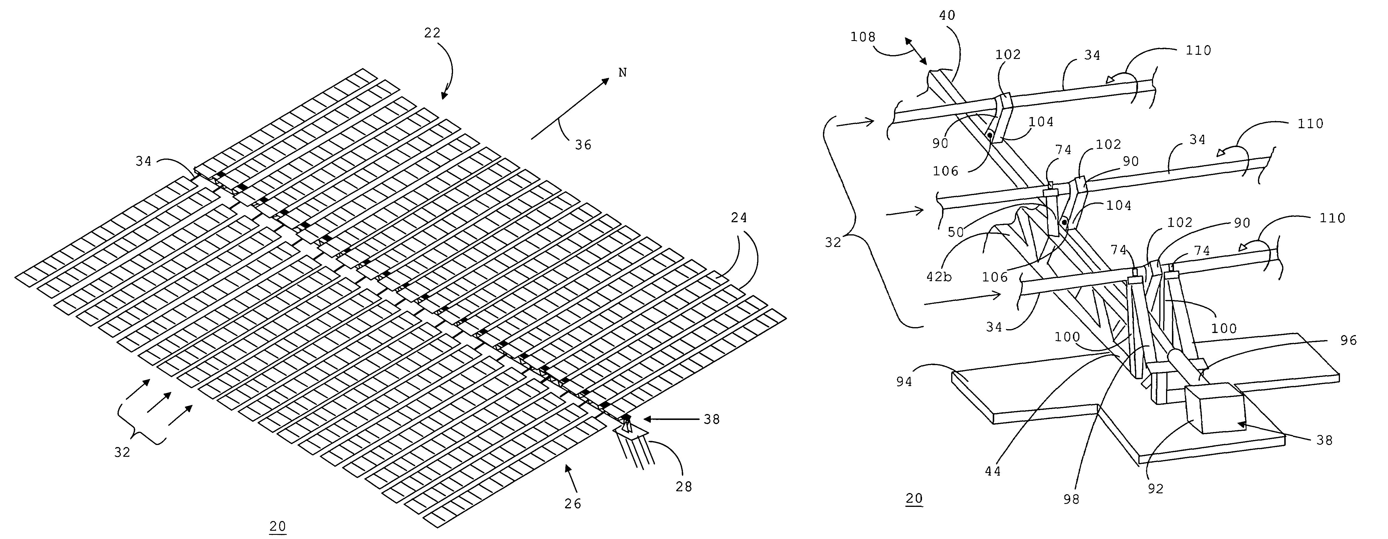 Structure for supporting energy conversion modules and solar energy collection system