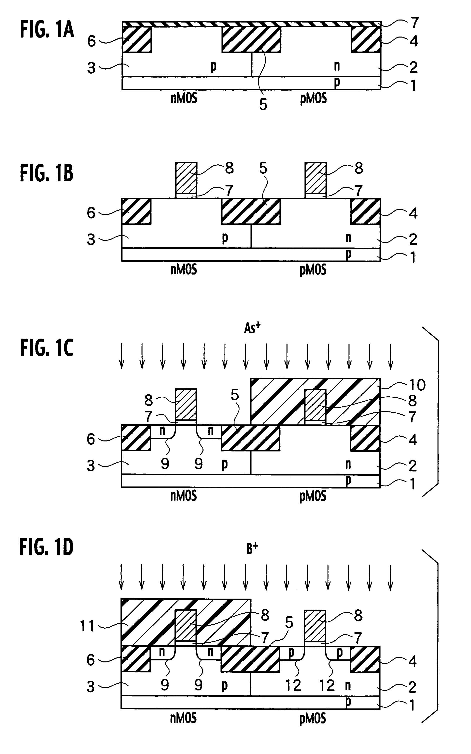 Fabrication method for a semiconductor device including a semiconductor substrate formed with a shallow impurity region