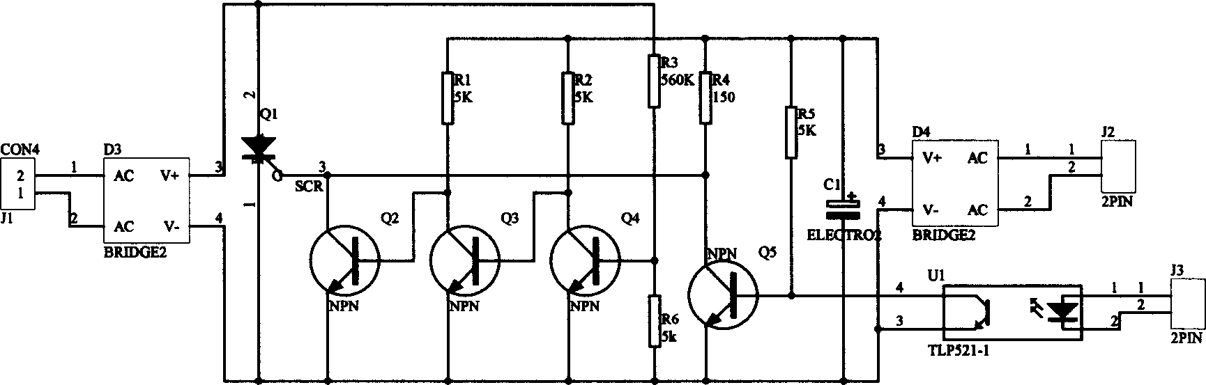Controllable silicon triggering circuit for equipotential switching of capacitor