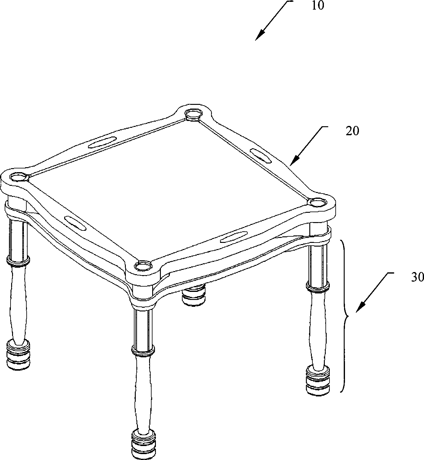 Table with height adjustable support legs