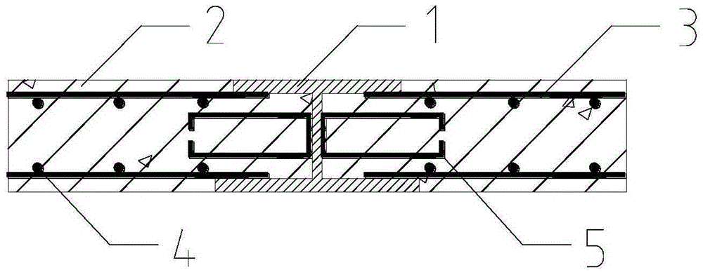 A composite concealed beam of pre-embedded steel