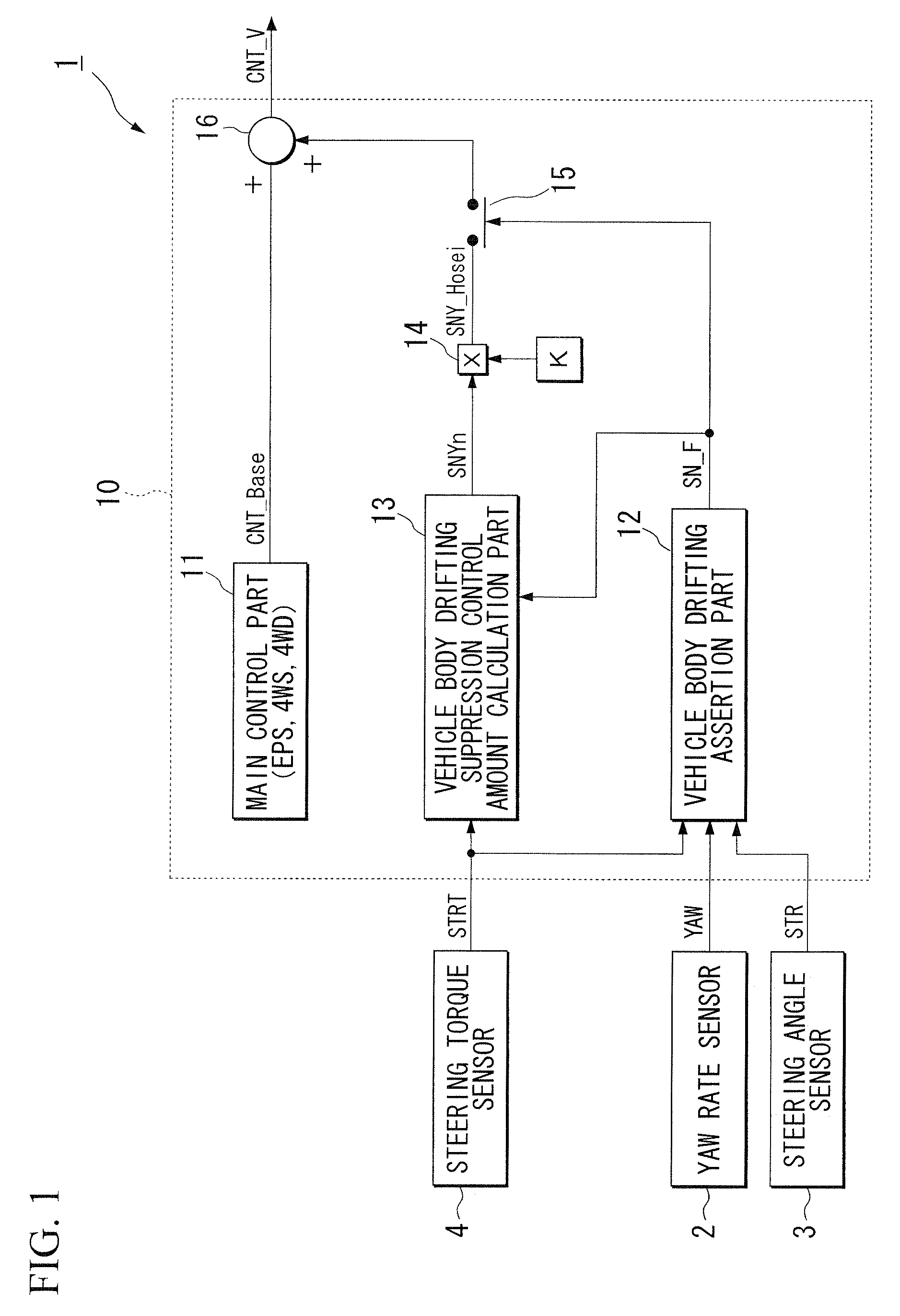 Vehicle body drifting suppression device