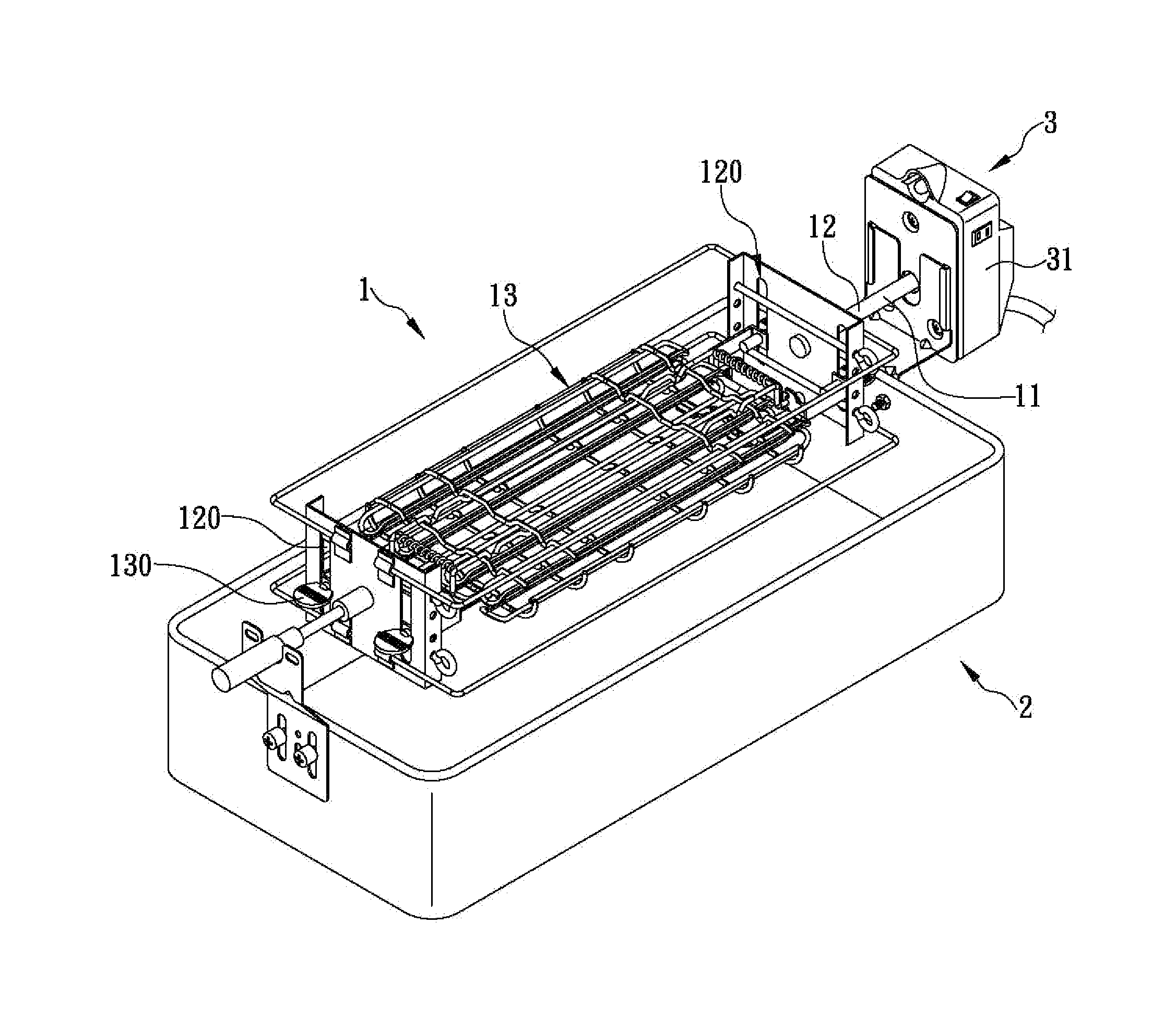 Power module capable of intermittently rotating grill rack