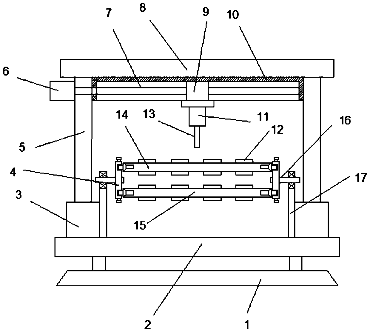 A double-sided punching device for an overturned automobile flange