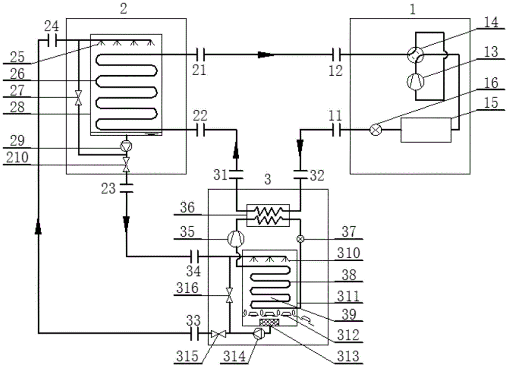 Solution heat pump system based on freezing regeneration and heat recovery thereof