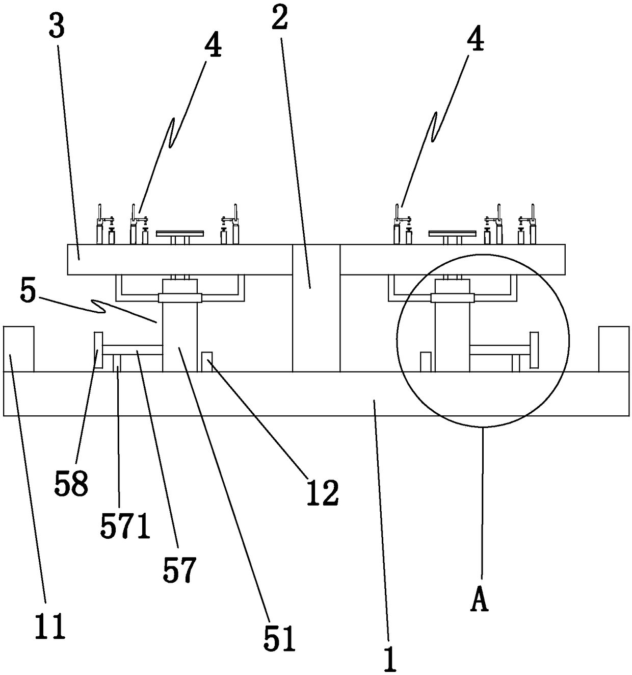 Welding positioning platform of front-gear upper support and A-column support