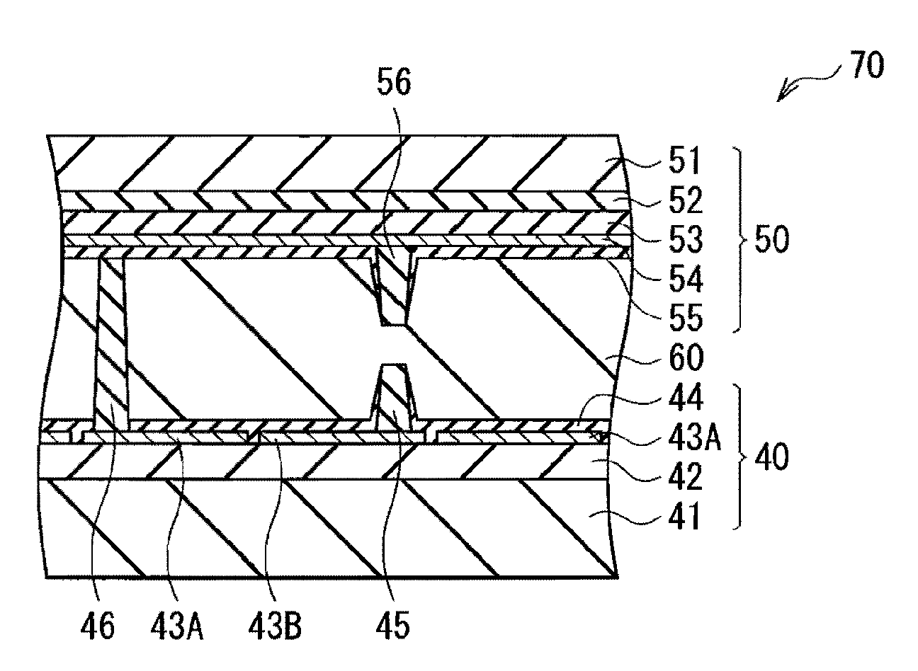 Liquid crystal panel including pairs of pillar structures, and liquid crystal display device including the liquid crystal panel