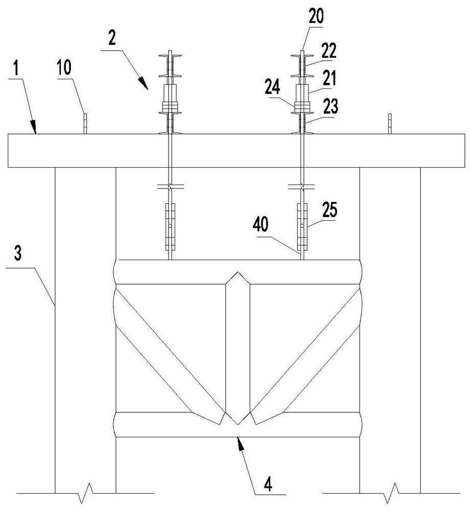 A device and method for installing a construction platform connection system