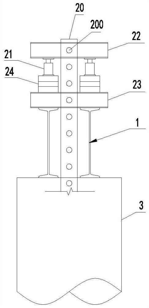 A device and method for installing a construction platform connection system